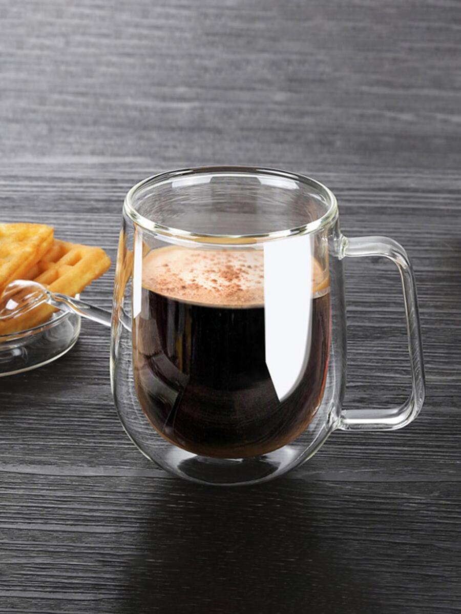 1 pieza Taza de café 250ml de vidrio nórdico transparente doble capas para cocina - transparente - Ver 1