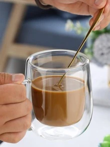 1 pieza Taza de café 250ml de vidrio nórdico transparente doble capas para cocina - transparente - Ver 6