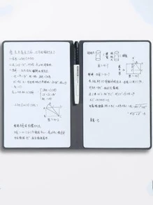 1pc Solid Color Whiteboard Notebook With 3pcs Whiteboard Pen 1pc Sponge Wipe 1pc Cleaning Cloth, Simple Erasable Multi-purpose Notebook For School, Student, Office - Mint Blue - View 1