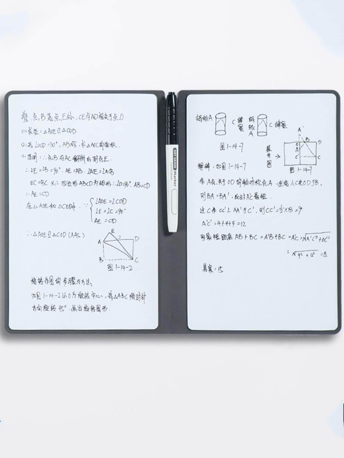 1pc Solid Color Whiteboard Notebook With 3pcs Whiteboard Pen 1pc Sponge Wipe 1pc Cleaning Cloth, Simple Erasable Multi-purpose Notebook For School, Student, Office - Mint Blue - View 1