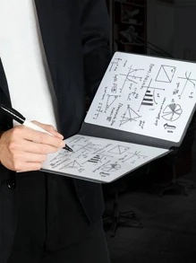 1pc Solid Color Whiteboard Notebook With 3pcs Whiteboard Pen 1pc Sponge Wipe 1pc Cleaning Cloth, Simple Erasable Multi-purpose Notebook For School, Student, Office - Mint Blue - View 6