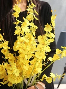 3入組人造花浪漫人造花束用於家居裝飾、婚禮派對 - 黃色 - 查看 1