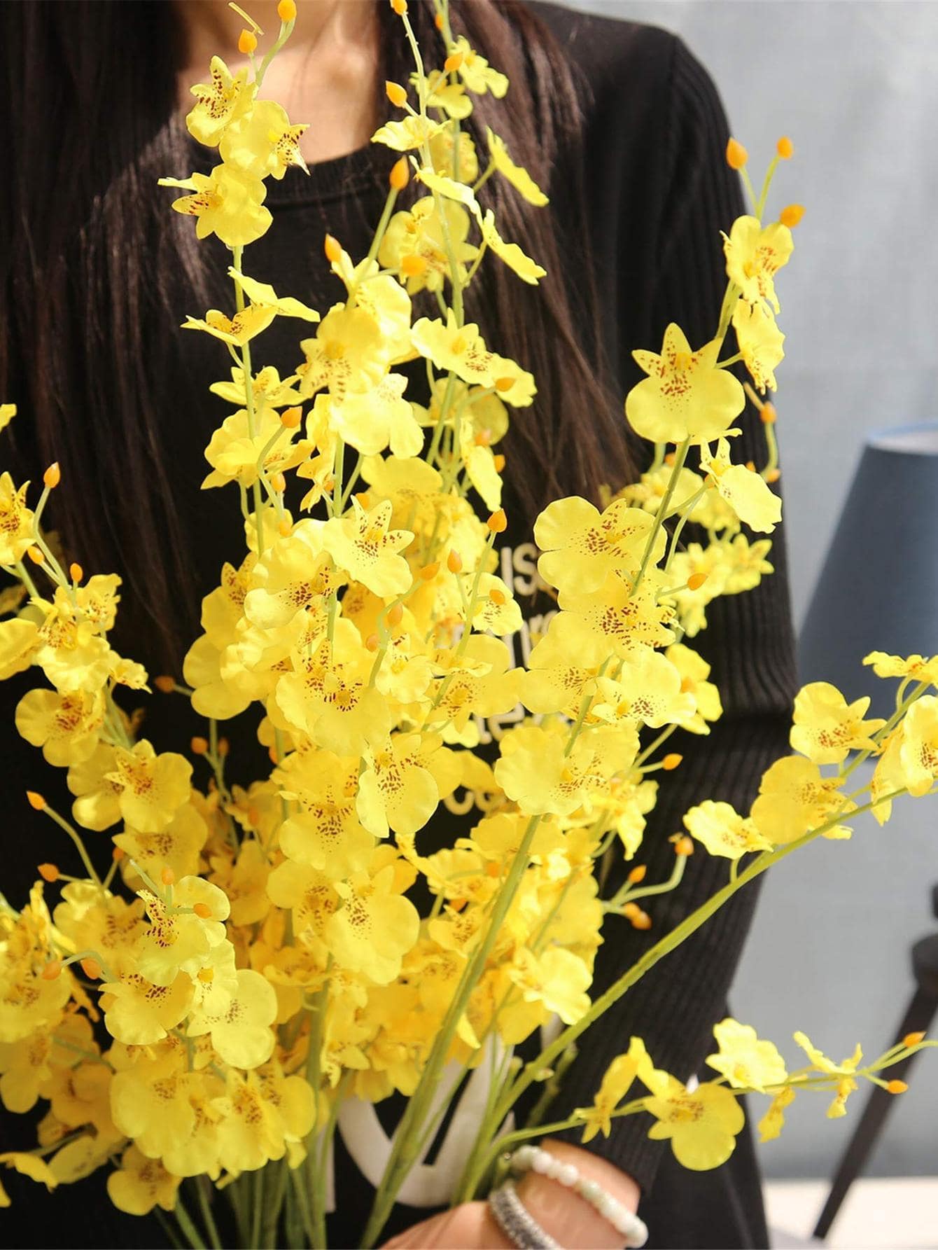 3入組人造花浪漫人造花束用於家居裝飾、婚禮派對 - 黃色 - 查看 1