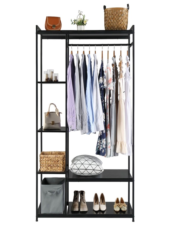 Metal Clothing Rack, Stand Alone Wardrobe Organizer,Suspender Wardrobe Hanger and Multiple