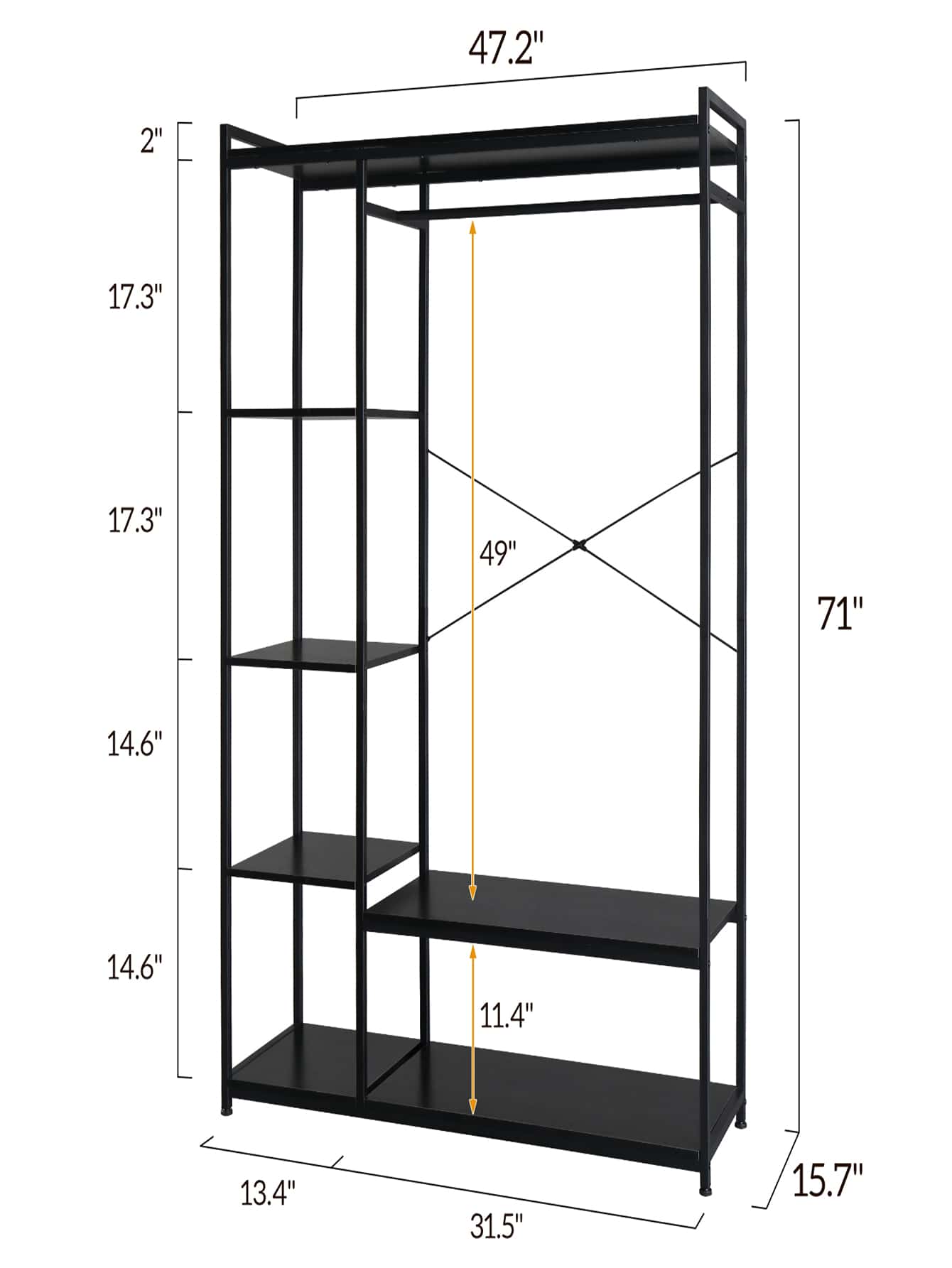 Metal Clothing Rack, Stand Alone Wardrobe Organizer,Suspender Wardrobe Hanger and Multiple
