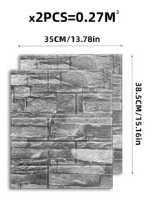 2pcs/set PE Wall Paper, Modernist Brick Pattern Waterproof Wall Adhesive Roll For Home - Multicolor - View 3