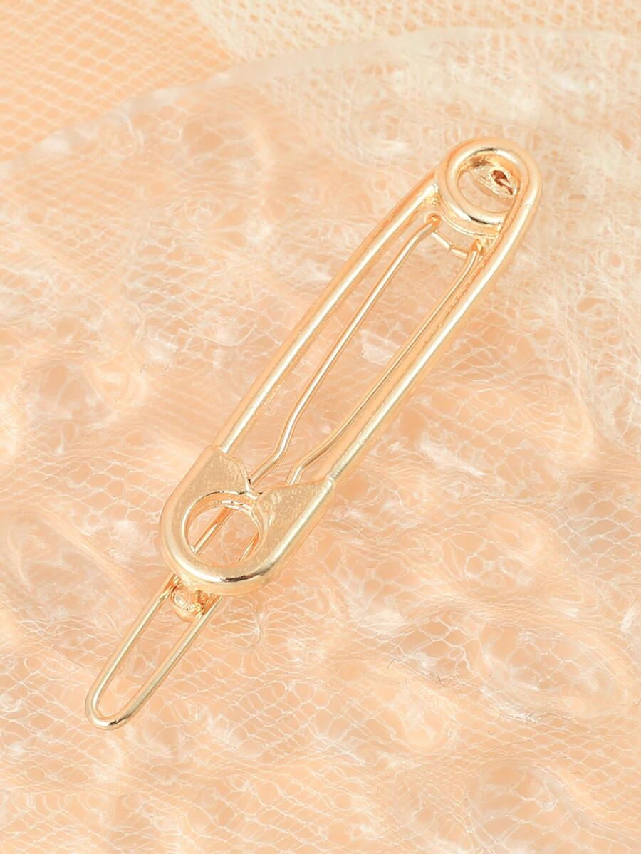 1入組女士別針設計時尚極簡髮夾適用於頭髮裝飾用品 - 金色 - 查看 1