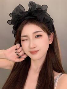 优雅女士蝴蝶结装饰时尚发箍，黑色，单件装，黑色，礼品发饰，头饰 - 黑色 - 查看 2