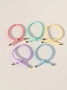 5入組女士素色時尚髮圈日常裝飾