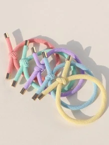 5入組女士素色時尚髮圈日常裝飾