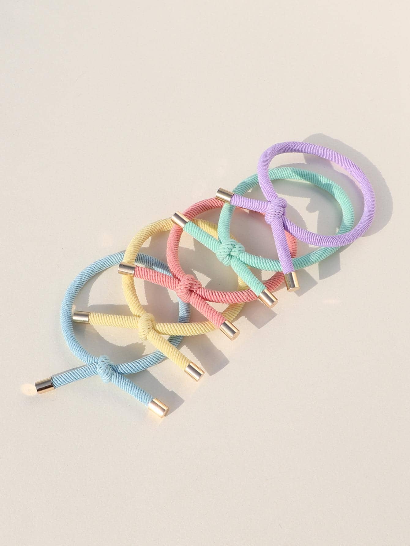 5入組女士素色時尚髮圈日常裝飾