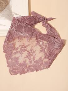 1pc Women Leaf Embroidered Fashion Triangular Scarf For Daily Decoration - Purple - View 11
