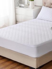 forcheer 1pc Quilted Detail Fitted Sheet, Simple Plain Color Waterproof Bedding Fitted Sheet For Bedroom