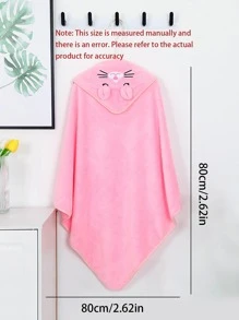 1入組粉色兒童浴巾可愛超細纖維貓刺繡卡通耳朵裝飾兒童連帽沙灘浴巾適用於海灘 - 粉色 - 查看 7