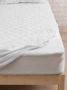 forcheer 1pc Quilted Detail Fitted Sheet, Simple Plain Color Waterproof Bedding Fitted Sheet For Bedroom