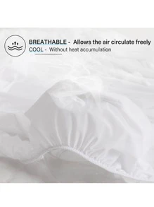 forcheer 1pc Quilted Detail Fitted Sheet, Simple Plain Color Waterproof Bedding Fitted Sheet For Bedroom