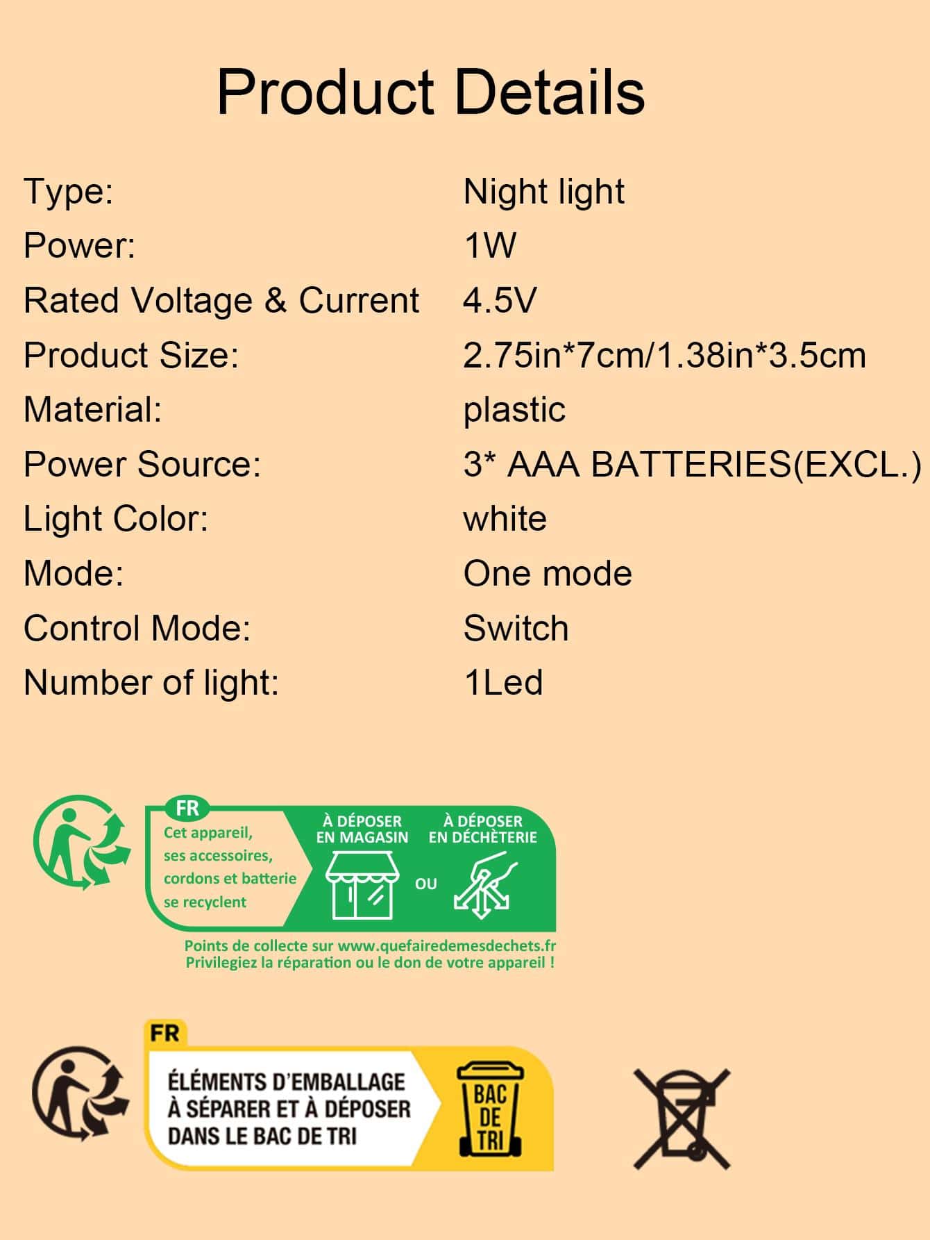 1pc ABS Night Light, Minimalist Plain Wall Mounted Night Light For Home SHEIN UK