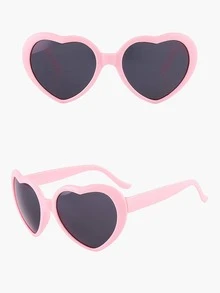 1入組心形設計派對眼鏡粉色塑料照片道具適合派對 - 粉色 - 查看 1