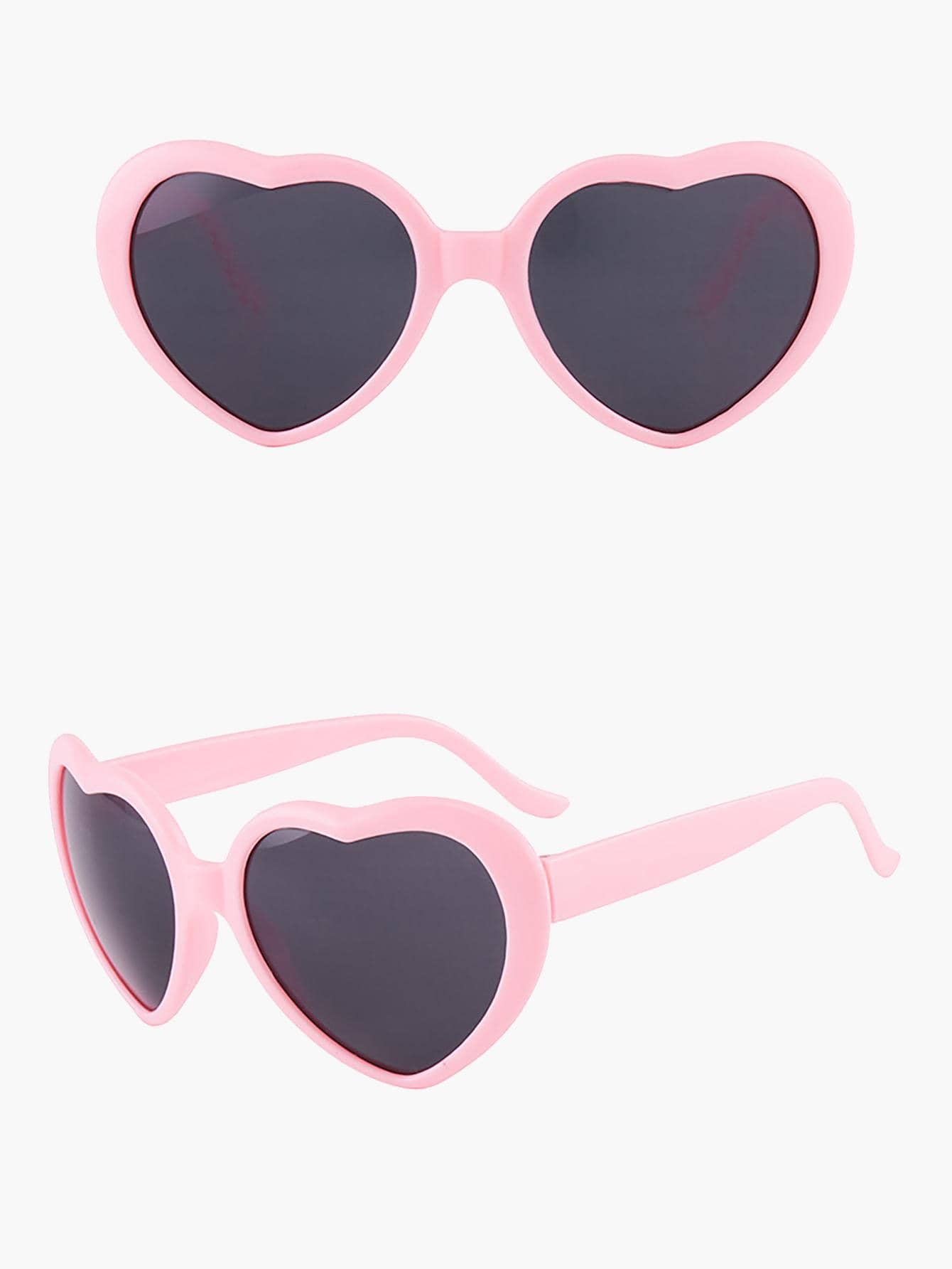 1入組心形設計派對眼鏡粉色塑料照片道具適合派對 - 粉色 - 查看 1