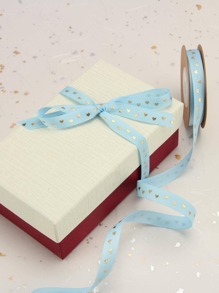 1 rollo de Cinta de regalo con estampado de corazón metálico, cinta azul de poliéster DIY para regalo, para fiestas - Azul - Ver 2