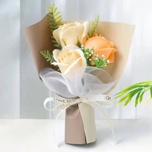 1入組人造花花束香檳色無紡佈人造花作為禮物 - 香檳色 - 查看 2