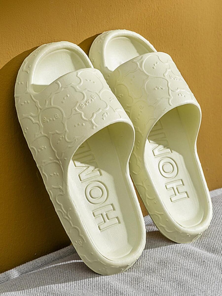 女士字母圖案單帶時尚拖鞋 - 綠色 - 查看 1