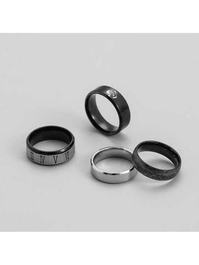 HIJONES Chiffre Romain Anneau Rotatif Pour Homme Femmev En Acier Inoxydable Anxiété Anti Stress Anneau Bleu Taille 52