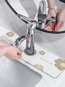 1 Polyester Món Ăn Phơi Thảm Hiện Đại Chữ Cái & In Hoa Nhanh Khô Món Ăn Điện Thảm Cho Nhà Bếp - màu nâu - Xem 1