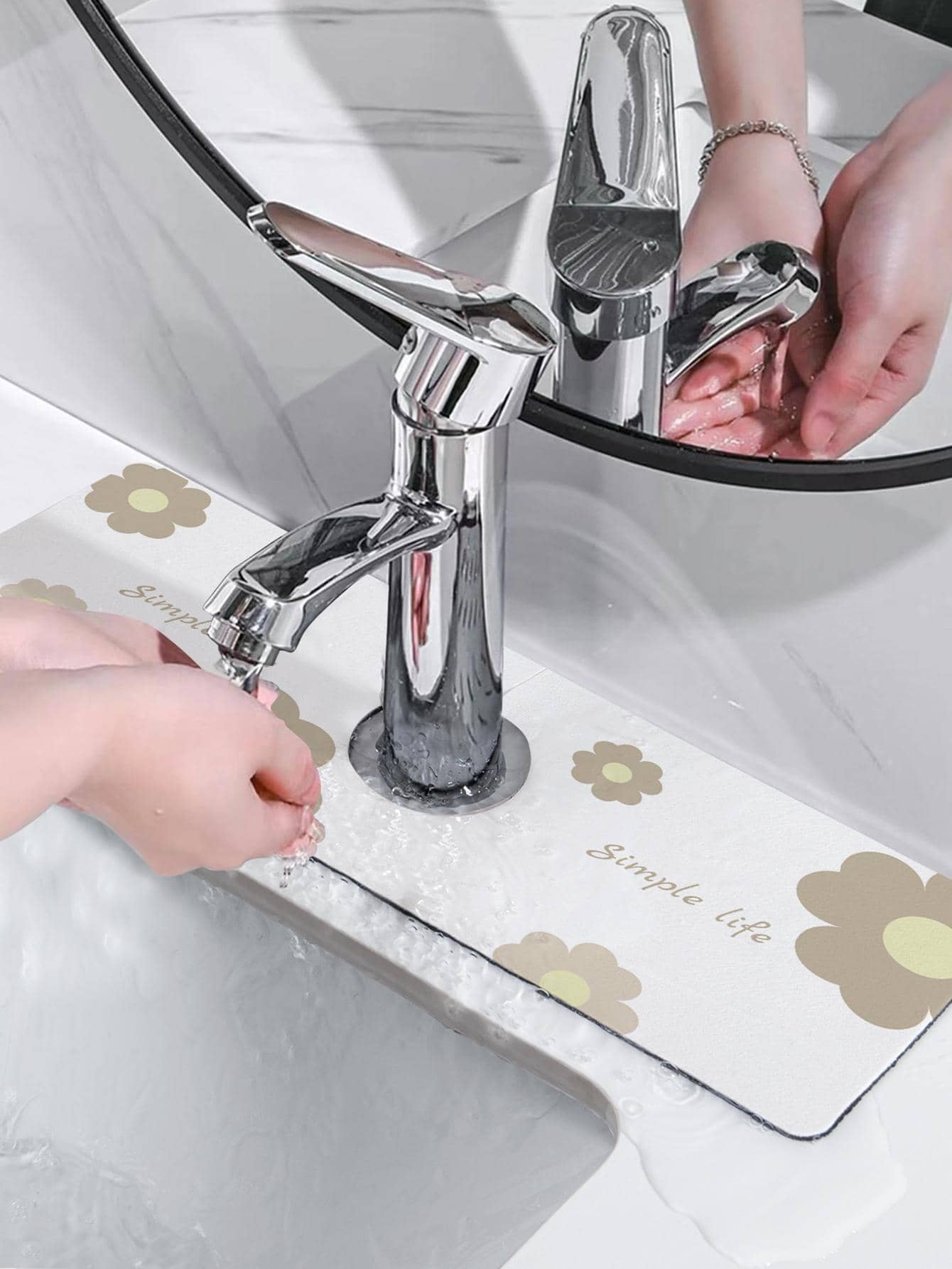 1 Polyester Món Ăn Phơi Thảm Hiện Đại Chữ Cái & In Hoa Nhanh Khô Món Ăn Điện Thảm Cho Nhà Bếp - màu nâu - Xem 1