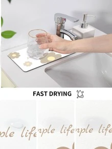 1 Polyester Món Ăn Phơi Thảm Hiện Đại Chữ Cái & In Hoa Nhanh Khô Món Ăn Điện Thảm Cho Nhà Bếp - màu nâu - Xem 3