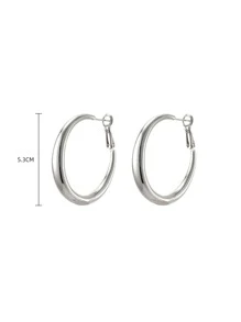 1 Đôi Thời Trang Tối Giản Đôi Khuyên Tai Vòng Cho Nữ Trang Trí Hàng Ngày Trang Sức Đồng - Bạc - Xem 3