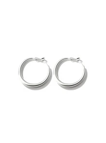 1 Đôi Thời Trang Tối Giản Đôi Khuyên Tai Vòng Cho Nữ Trang Trí Hàng Ngày Trang Sức Đồng - Bạc - Xem 4