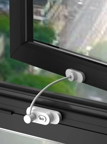 1pc ABS Latch With Key & 4pcs Screw, Modern Anti Theft Lock Catch For Window - White - View 1