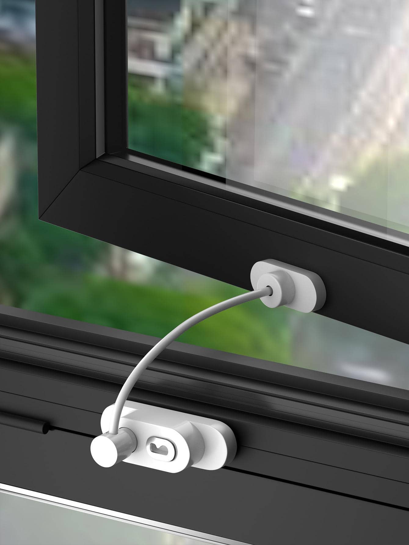 1pc ABS Latch With Key & 4pcs Screw, Modern Anti Theft Lock Catch For Window - White - View 1