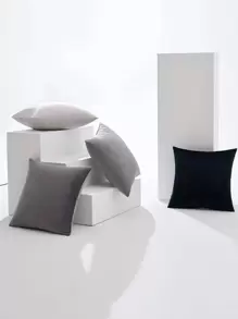 Set 4 Sarung Bantal Padat Tidak Terisi, Sarung Bantal Lempar Kain Tenun Sederhana untuk Sofa, Sofa - MultiWarna - View 5