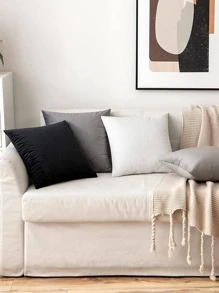Set 4 Sarung Bantal Padat Tidak Terisi, Sarung Bantal Lempar Kain Tenun Sederhana untuk Sofa, Sofa - MultiWarna - View 7