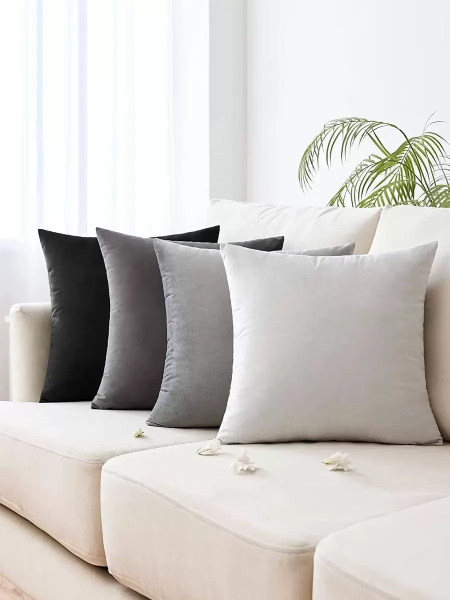 Set 4 Sarung Bantal Padat Tidak Terisi, Sarung Bantal Lempar Kain Tenun Sederhana untuk Sofa, Sofa