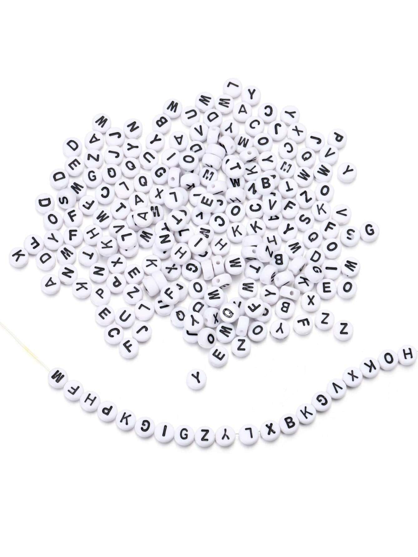 1套塑料首飾製作珠子現代字母細節DIY珠子用於DIY首飾製作 - 彩色 - 查看 1