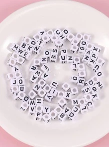 1set Plastic Jewelry Making Bead, Modern Cube Design Letter Detail DIY Bead For DIY Jewelry Making - Multicolor - View 2