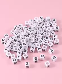 1set Plastic Jewelry Making Bead, Modern Cube Design Letter Detail DIY Bead For DIY Jewelry Making - Multicolor - View 1