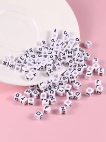 1set Plastic Jewelry Making Bead, Modern Cube Design Letter Detail DIY Bead For DIY Jewelry Making - Multicolor - View 3