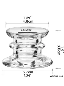 1pc Clear Candle Holder, Glass Candle Stand, For Home Decor - Clear - View 2