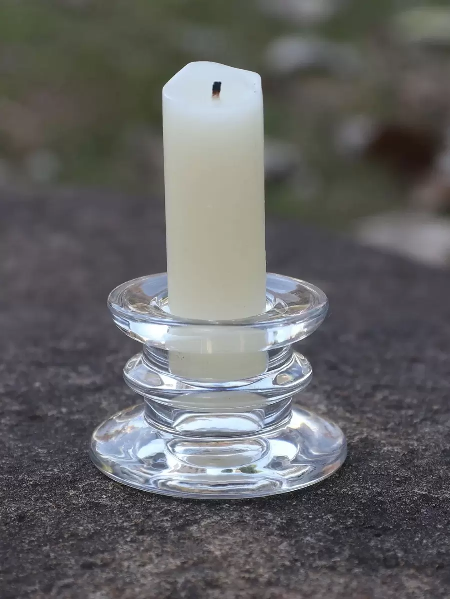 1pc Clear Candle Holder, Glass Candle Stand, For Home Decor - Clear - View 1