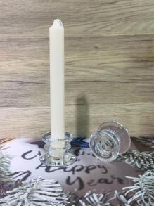 1pc Clear Candle Holder, Glass Candle Stand, For Home Decor - Clear - View 3