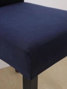 1pc Solid Color Stretchy Chair Slipcover, Navy Blue Simple Polyester Washable Chair Dust Cover, For Dining Room - Navy Blue - View 3