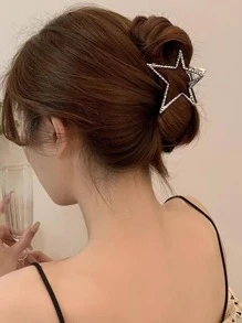 1 pieza Mujeres Diseño de estrella Pinza de pelo con estilo para decoración de cabello Tiara callejera - Plateado - Ver 5