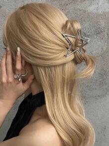 1 pieza Mujeres Diseño de estrella Pinza de pelo con estilo para decoración de cabello Tiara callejera - Plateado - Ver 1