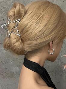 1 pieza Mujeres Diseño de estrella Pinza de pelo con estilo para decoración de cabello Tiara callejera - Plateado - Ver 2