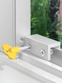 1 件铝制门锁，带钥匙，现代窗户防盗锁扣 - 銀色 - 查看 1