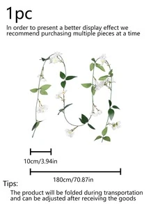 1pc Artificial Flower Vine, White Polyester Hanging Fake Flower Garland, For Home Decor - White - View 3
